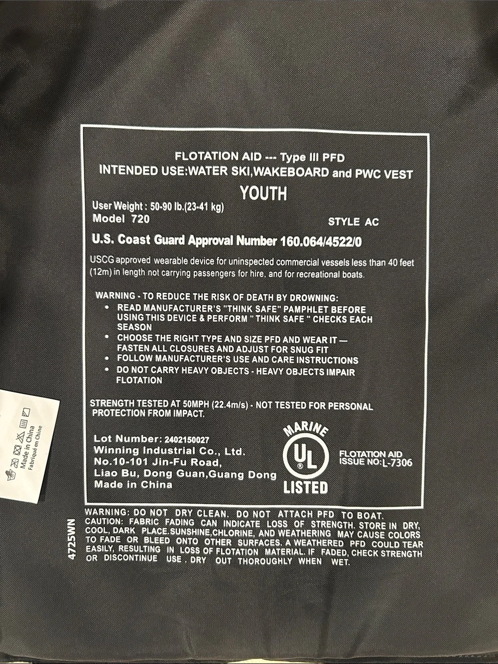 Youth O'Neill Blue, Gray & Yellow USCG Life Jacket